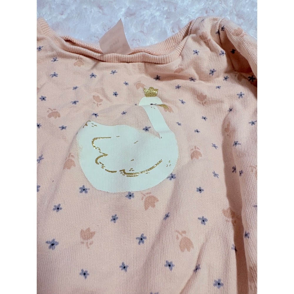 Carter's 9m Pink Swan Crown Floral Long‎ Sleeve Baby Girl Sweatshirt